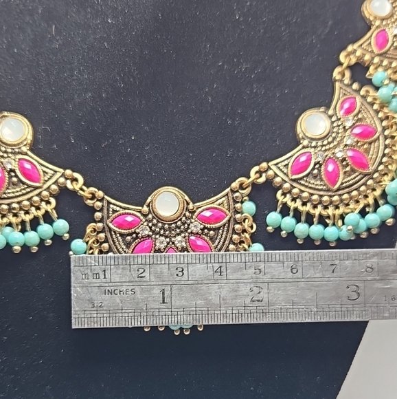Sold Out Plunder Design Lilo Sultana Necklace Turquoise Magenta Tassle Western - Picture 4 of 6